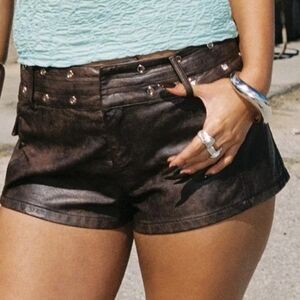 Faux Leather Midrise Shorts